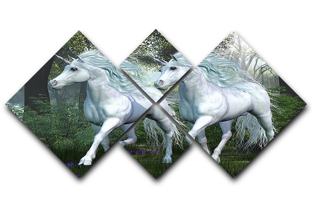 Unicorn Elm Forest 4 Square Multi Panel Canvas  - Canvas Art Rocks - 1