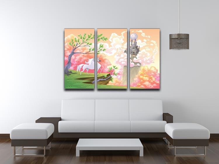 Unicorn and mythological landscape 3 Split Panel Canvas Print - Canvas Art Rocks - 3