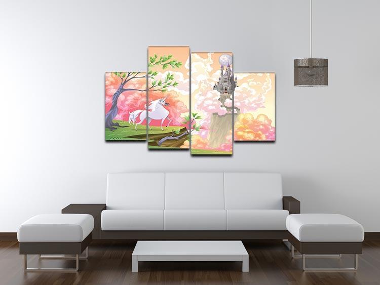 Unicorn and mythological landscape 4 Split Panel Canvas  - Canvas Art Rocks - 3