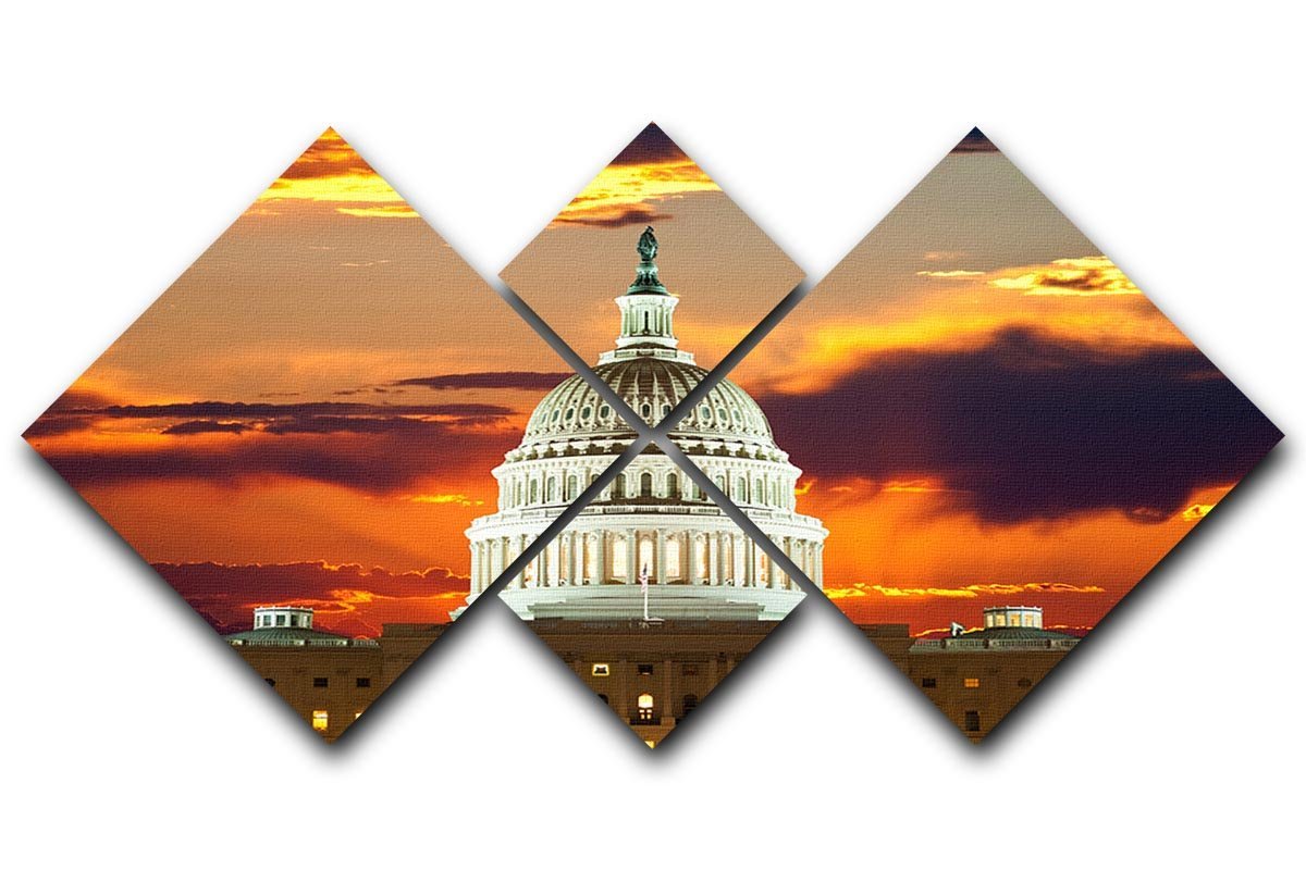 United States Capitol Building 4 Square Multi Panel Canvas  - Canvas Art Rocks - 1