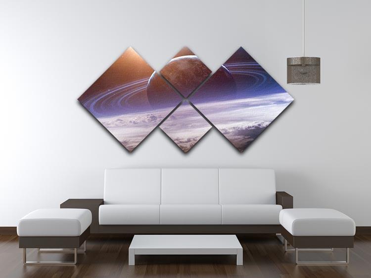 Universe scene with planets 4 Square Multi Panel Canvas - Canvas Art Rocks - 3