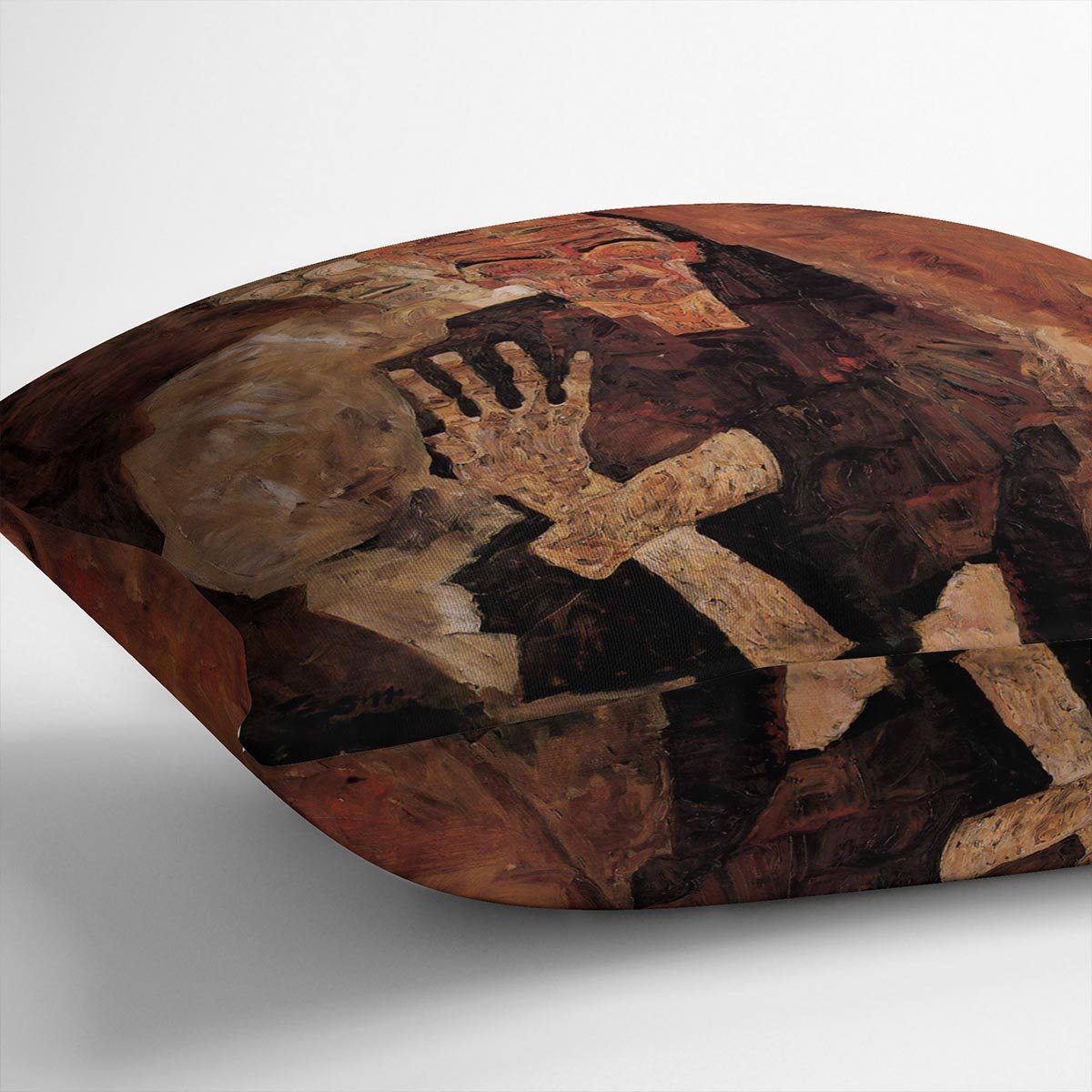 Unlicensed or even death and man by Egon Schiele Cushion