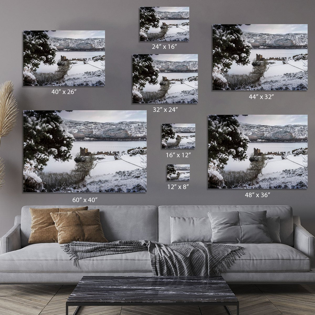 Urquhart Castle in the snow Canvas Print or Poster