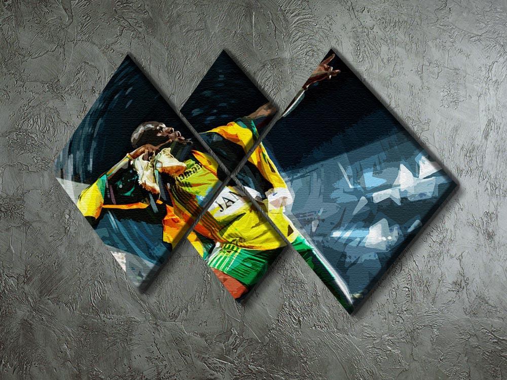 Usian Bolt Iconic Pose 4 Square Multi Panel Canvas - Canvas Art Rocks - 2