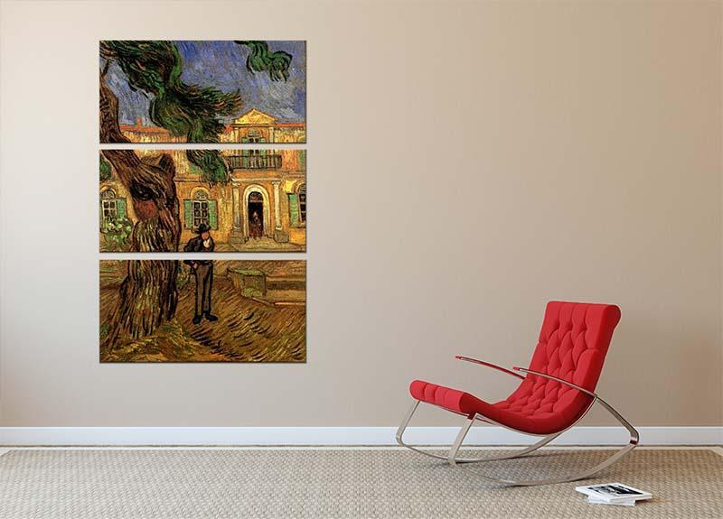 Van Gogh Pine Trees with Figure in the Garden of Saint-Paul Hospital 3 Split Panel Canvas Print - Canvas Art Rocks - 2