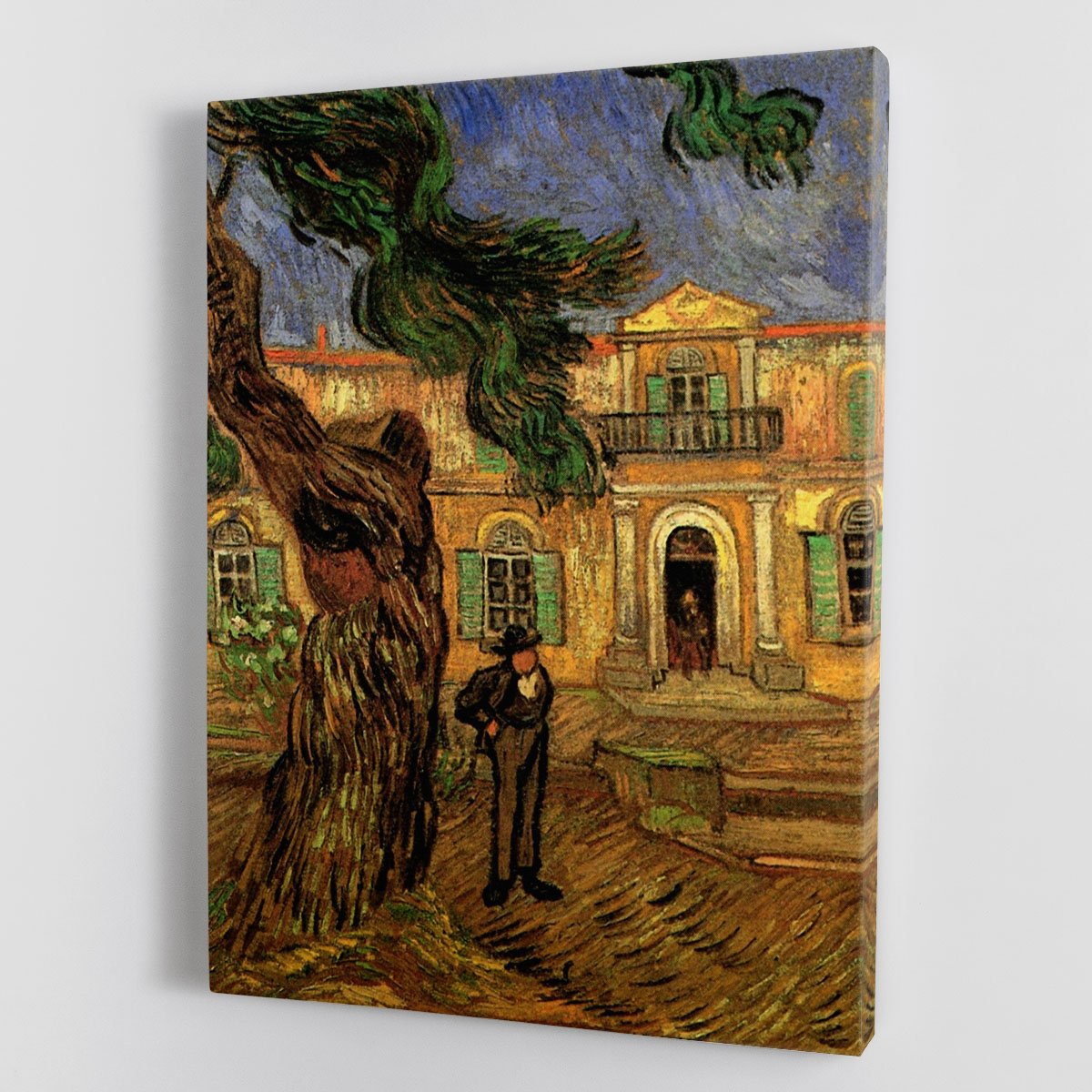 Van Gogh Pine Trees with Figure in the Garden of Saint-Paul Hospital Canvas Print or Poster