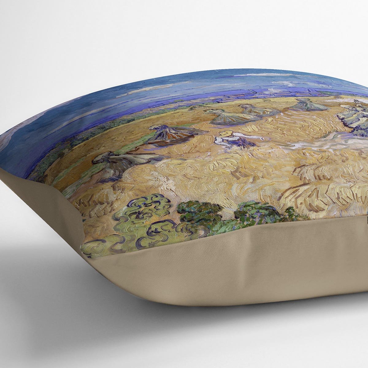 Van Gogh Wheat Fields with Reaper at Auvers Throw Pillow