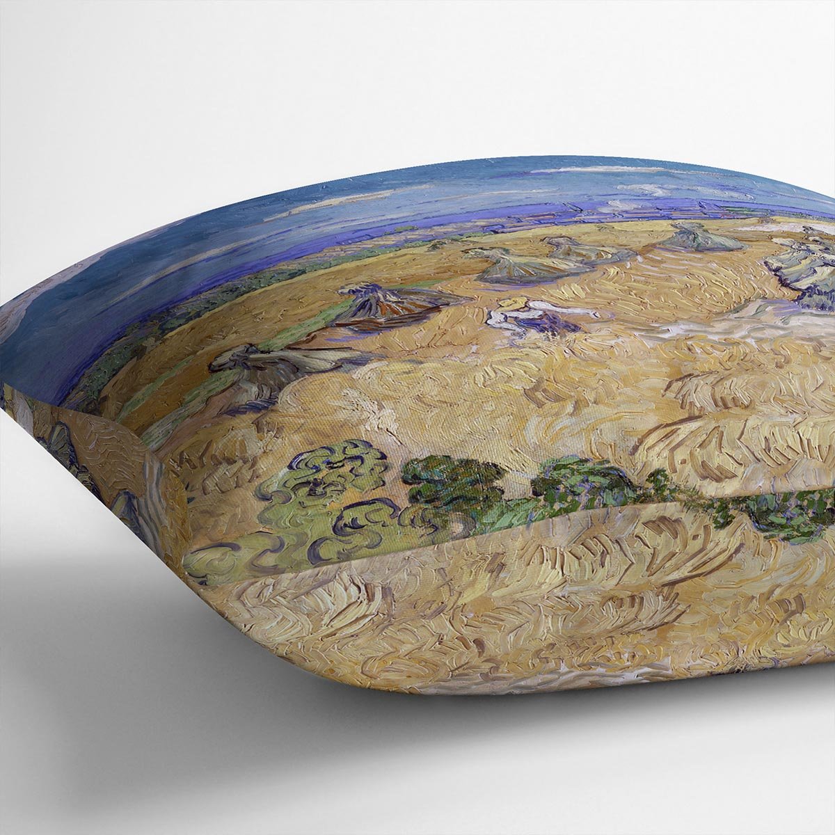 Van Gogh Wheat Fields with Reaper at Auvers Throw Pillow