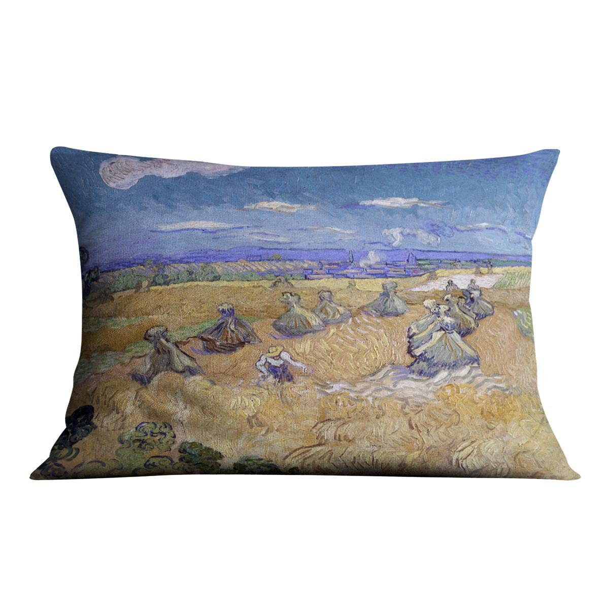 Van Gogh Wheat Fields with Reaper at Auvers Throw Pillow