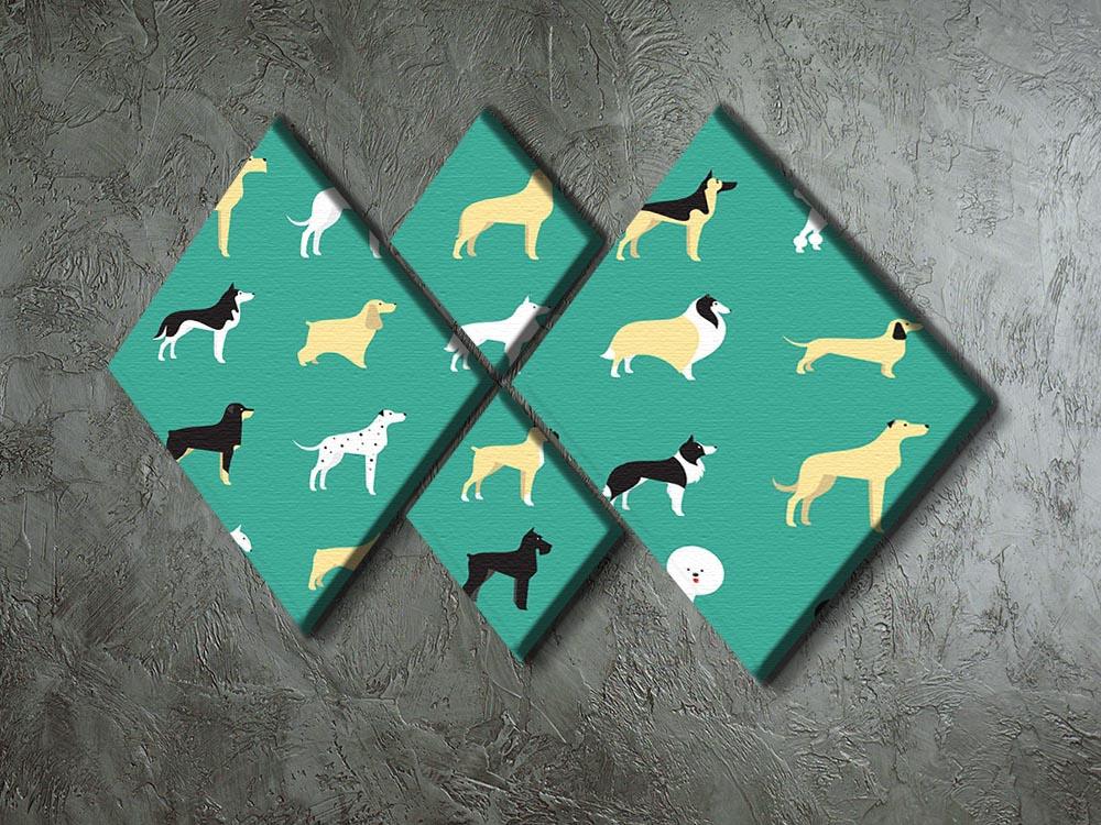 Various dog breeds modern illustration 4 Square Multi Panel Canvas - Canvas Art Rocks - 2