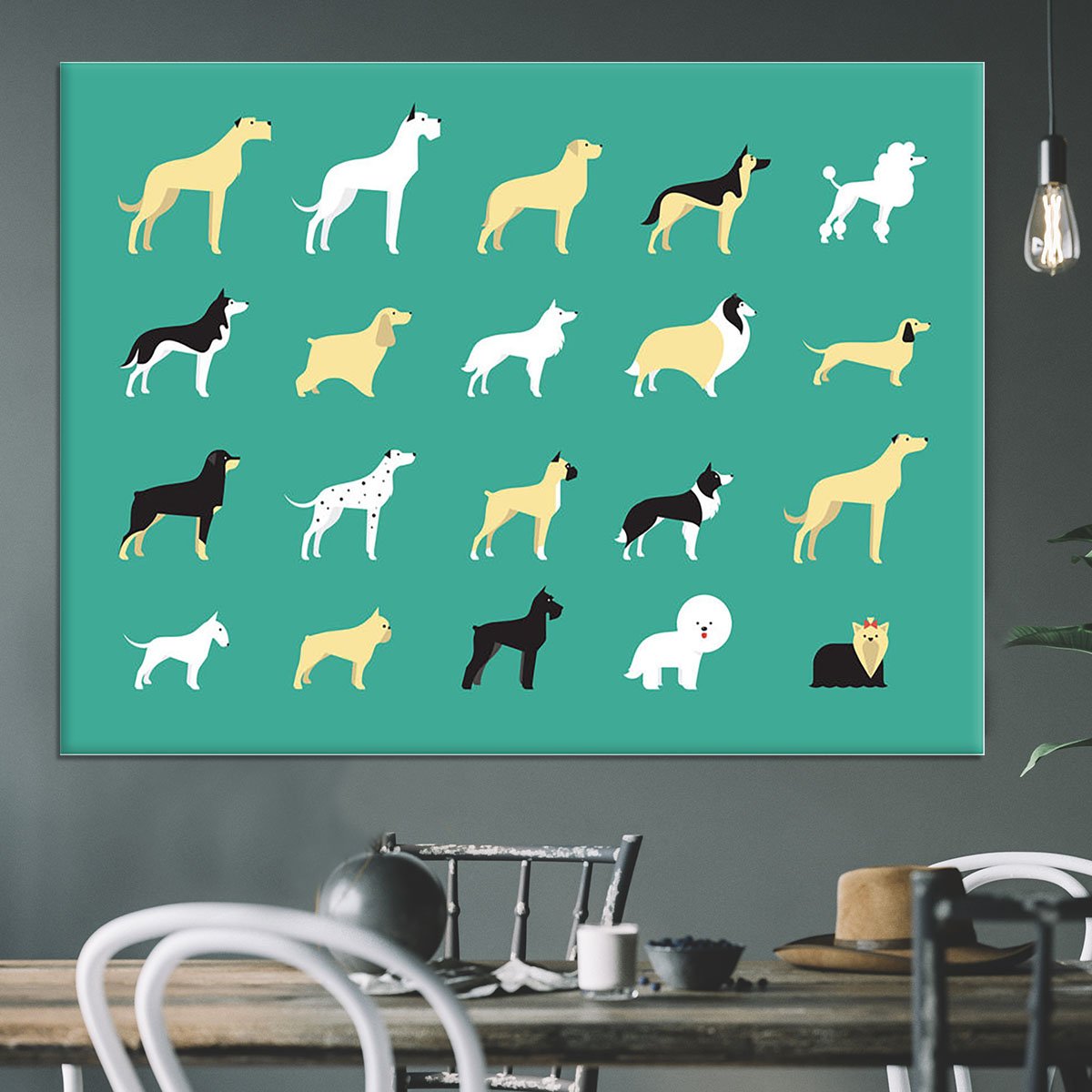 Various dog breeds modern illustration Canvas Print or Poster