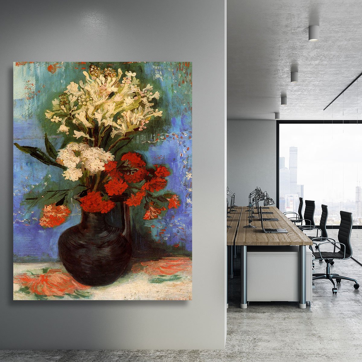 Vase with Carnations and Other Flowers by Van Gogh Canvas Print or Poster