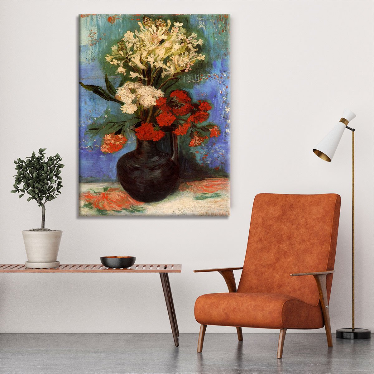 Vase with Carnations and Other Flowers by Van Gogh Canvas Print or Poster