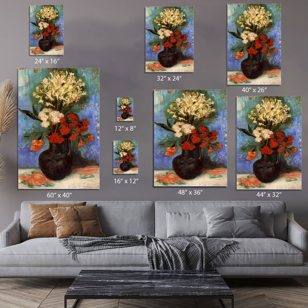 Vase with Carnations and Other Flowers by Van Gogh Canvas Print or Poster