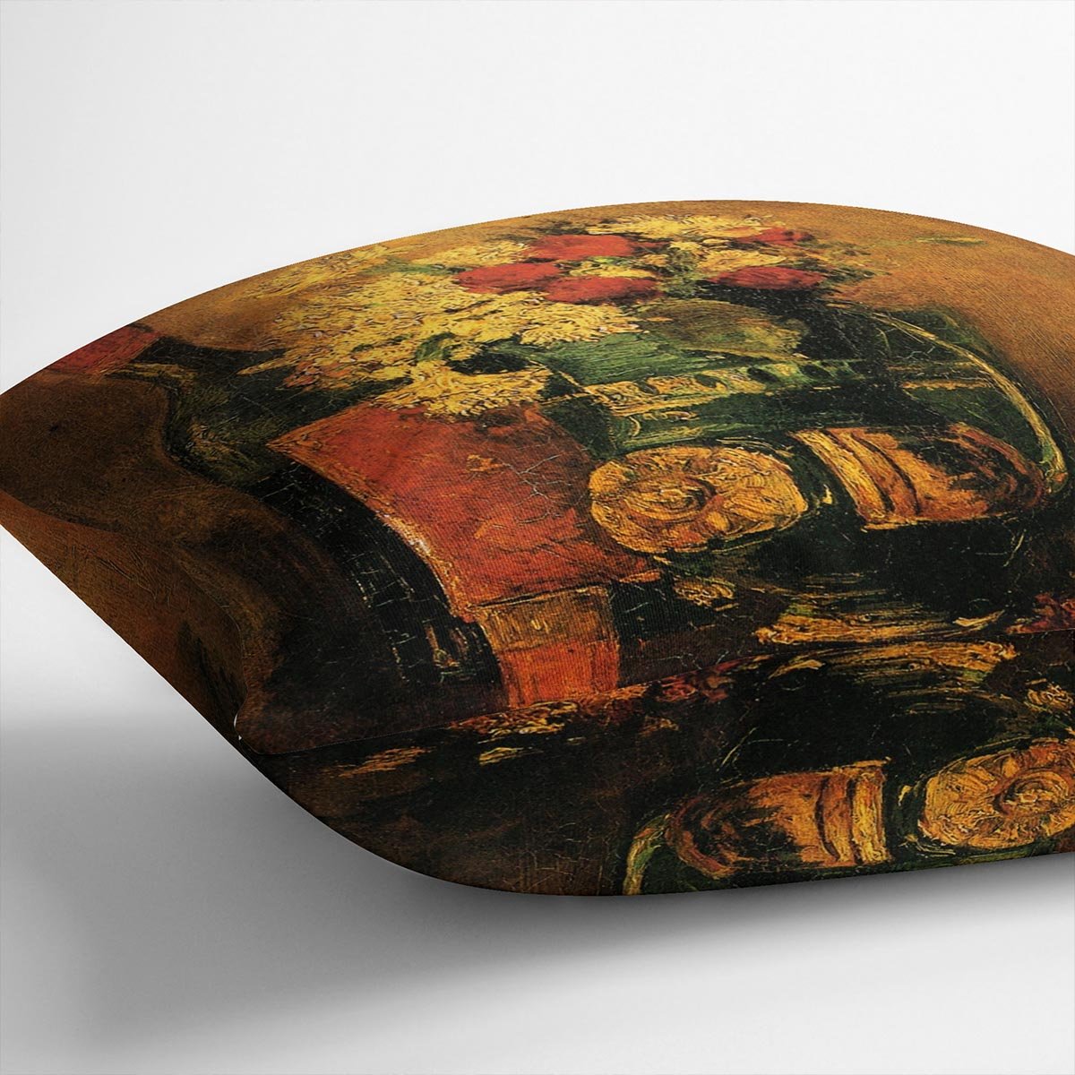 Vase with Carnations and Roses and a Bottle by Van Gogh Throw Pillow