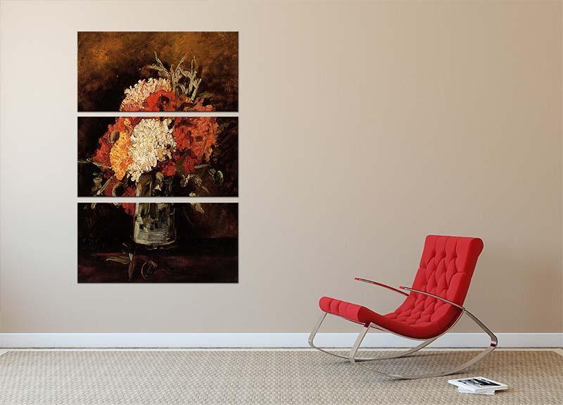 Vase with Carnations by Van Gogh 3 Split Panel Canvas Print - Canvas Art Rocks - 2