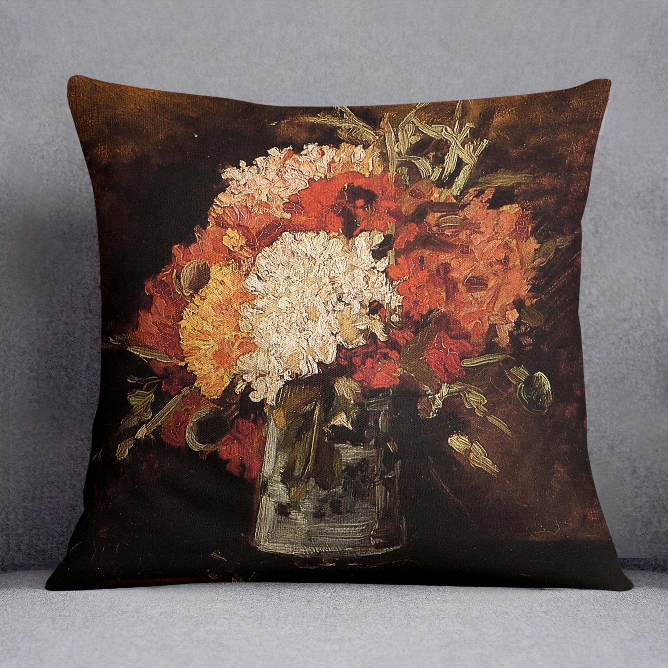 Vase with Carnations by Van Gogh Throw Pillow