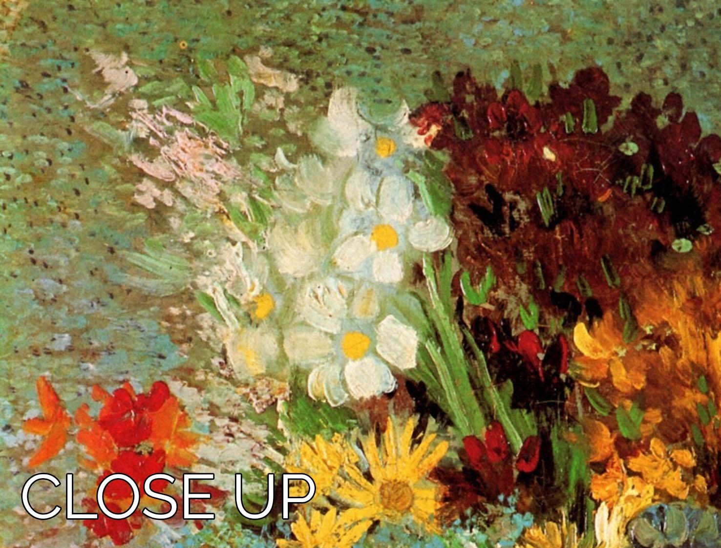 Vase with Daisies and Anemones by Van Gogh 3 Split Panel Canvas Print - Canvas Art Rocks - 3