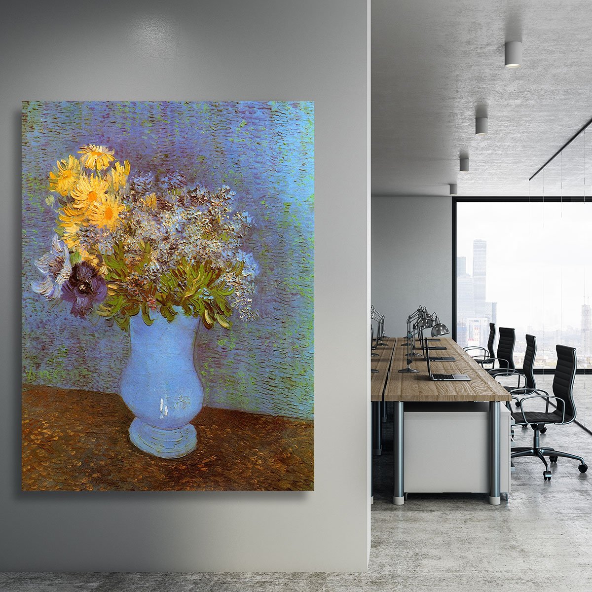 Vase with Lilacs Daisies and Anemones by Van Gogh Canvas Print or Poster