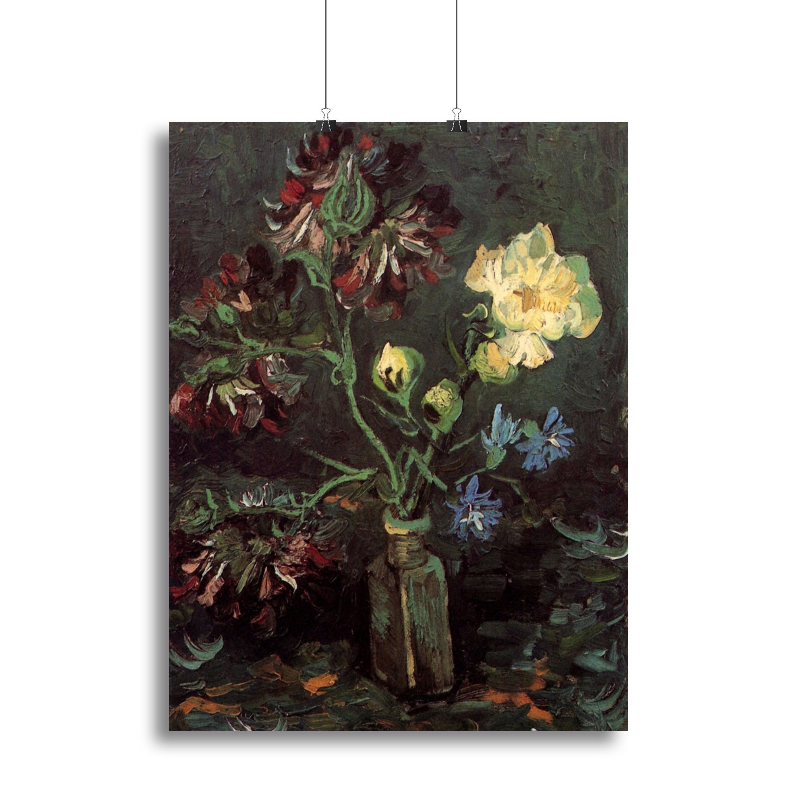 Vase with Myosotis and Peonies by Van Gogh Canvas Print or Poster