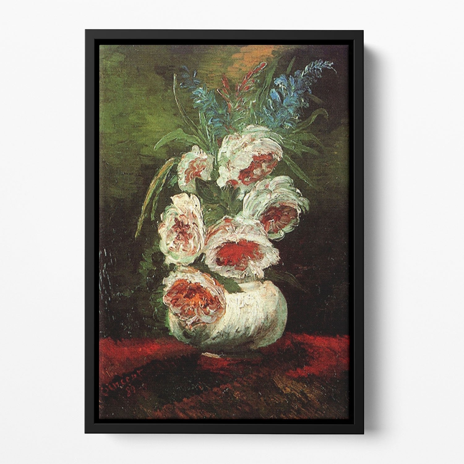 Vase with Peonies by Van Gogh Floating Framed Canvas