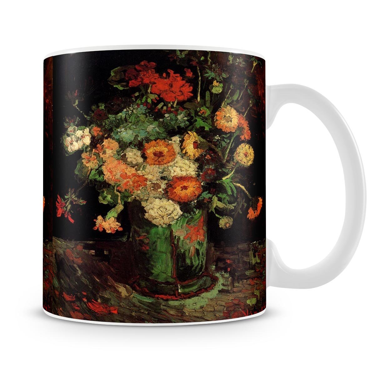 Vase with Zinnias and Geraniums by Van Gogh Mug - Canvas Art Rocks - 4