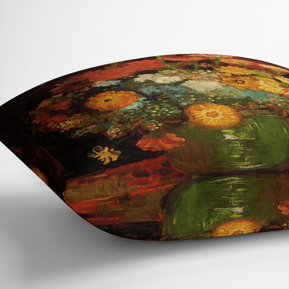 Vase with Zinnias by Van Gogh Throw Pillow