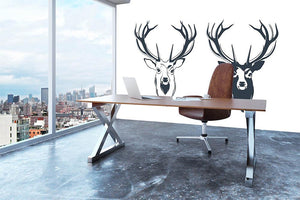 Vector Illustration of a Male Red Deer Head Wall Mural Wallpaper - Canvas Art Rocks - 3