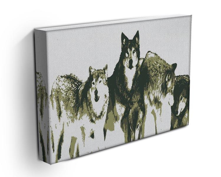 Vector Realistic Wolves Pack Drawing Canvas Print or Poster - Canvas Art Rocks - 3