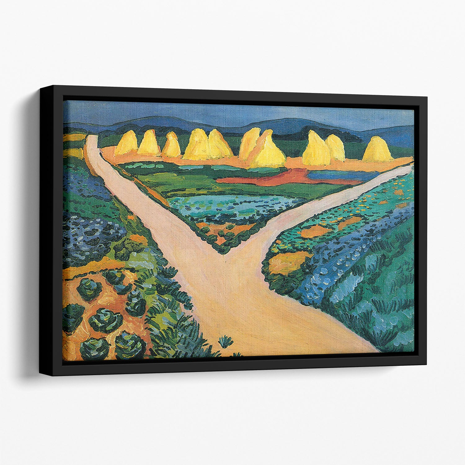 Vegetable Fields by Macke Floating Framed Canvas - Canvas Art Rocks - 1