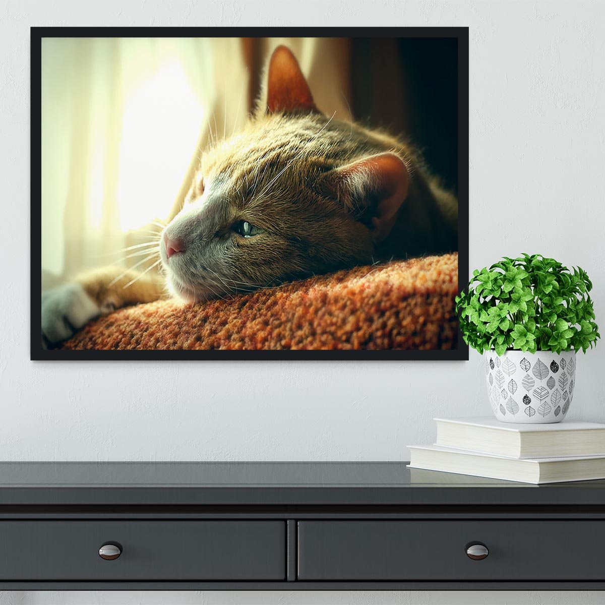 Very Sad Red Cat Framed Print - Canvas Art Rocks - 2