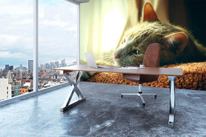 Very Sad Red Cat Wall Mural Wallpaper - Canvas Art Rocks - 3
