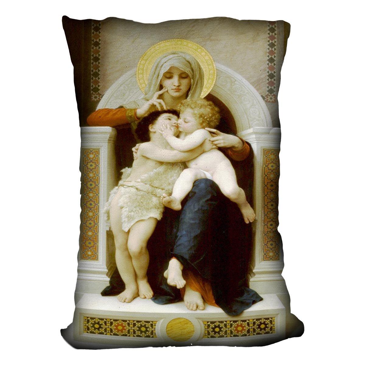 Vierge-Jesus SaintJeanBaptiste 1875 By Bouguereau Throw Pillow