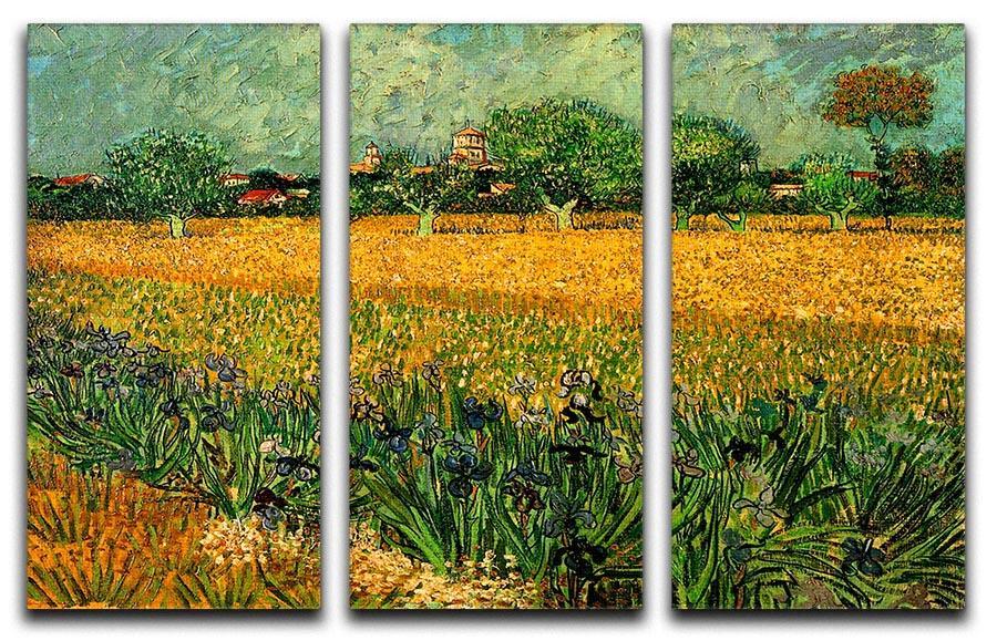 View of Arles with Irises in the Foreground by Van Gogh 3 Split Panel Canvas Print - Canvas Art Rocks - 4