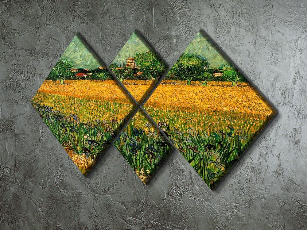 View of Arles with Irises in the Foreground by Van Gogh 4 Square Multi Panel Canvas - Canvas Art Rocks - 2
