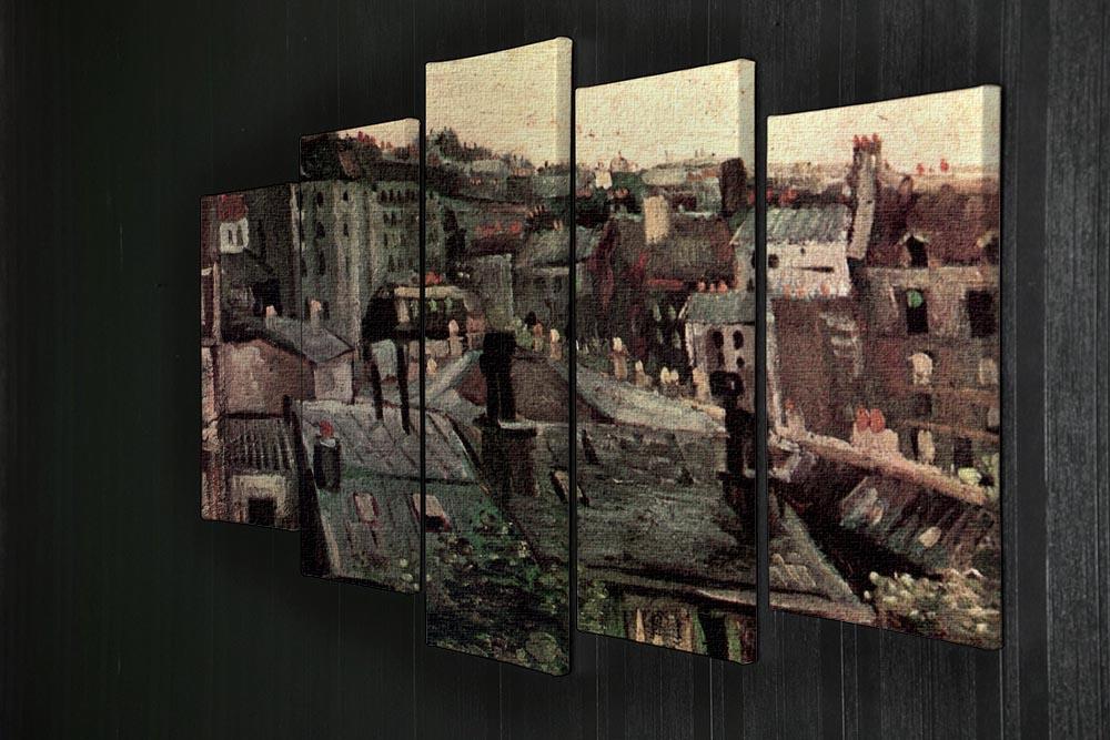 View of Roofs and Backs of Houses by Van Gogh 5 Split Panel Canvas - Canvas Art Rocks - 2