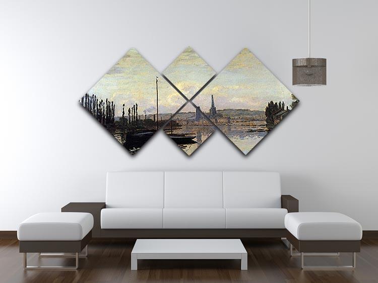 View of Rouen by Monet 4 Square Multi Panel Canvas - Canvas Art Rocks - 3