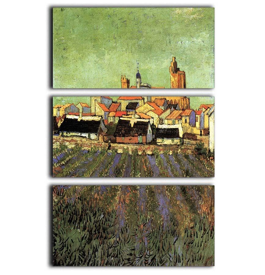 View of Saintes-Maries by Van Gogh 3 Split Panel Canvas Print - Canvas Art Rocks - 1