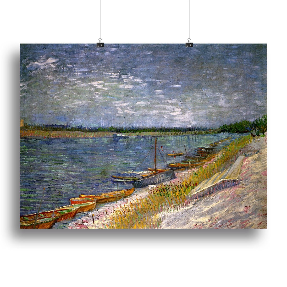 View of a River with Rowing Boats by Van Gogh Canvas Print or Poster