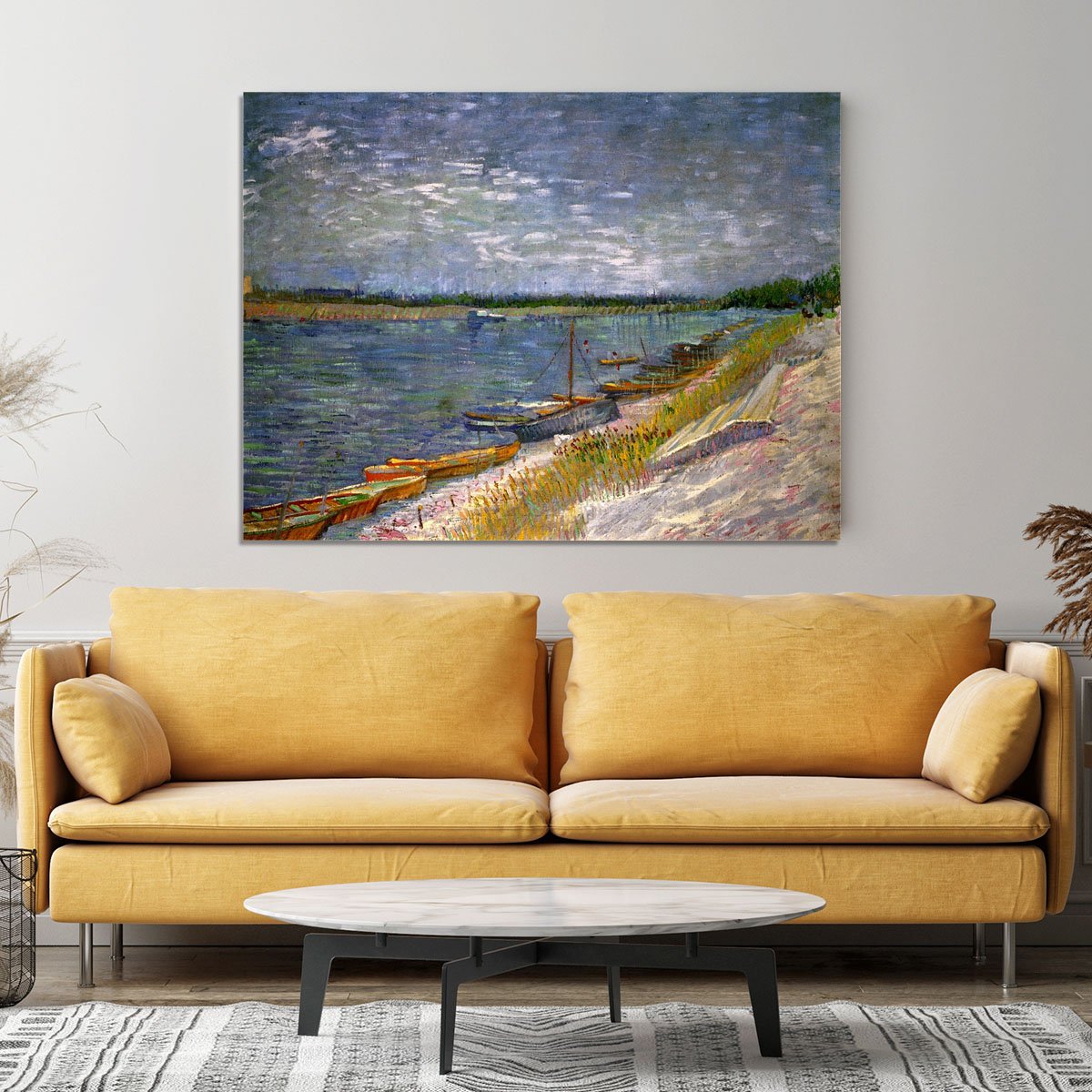 View of a River with Rowing Boats by Van Gogh Canvas Print or Poster