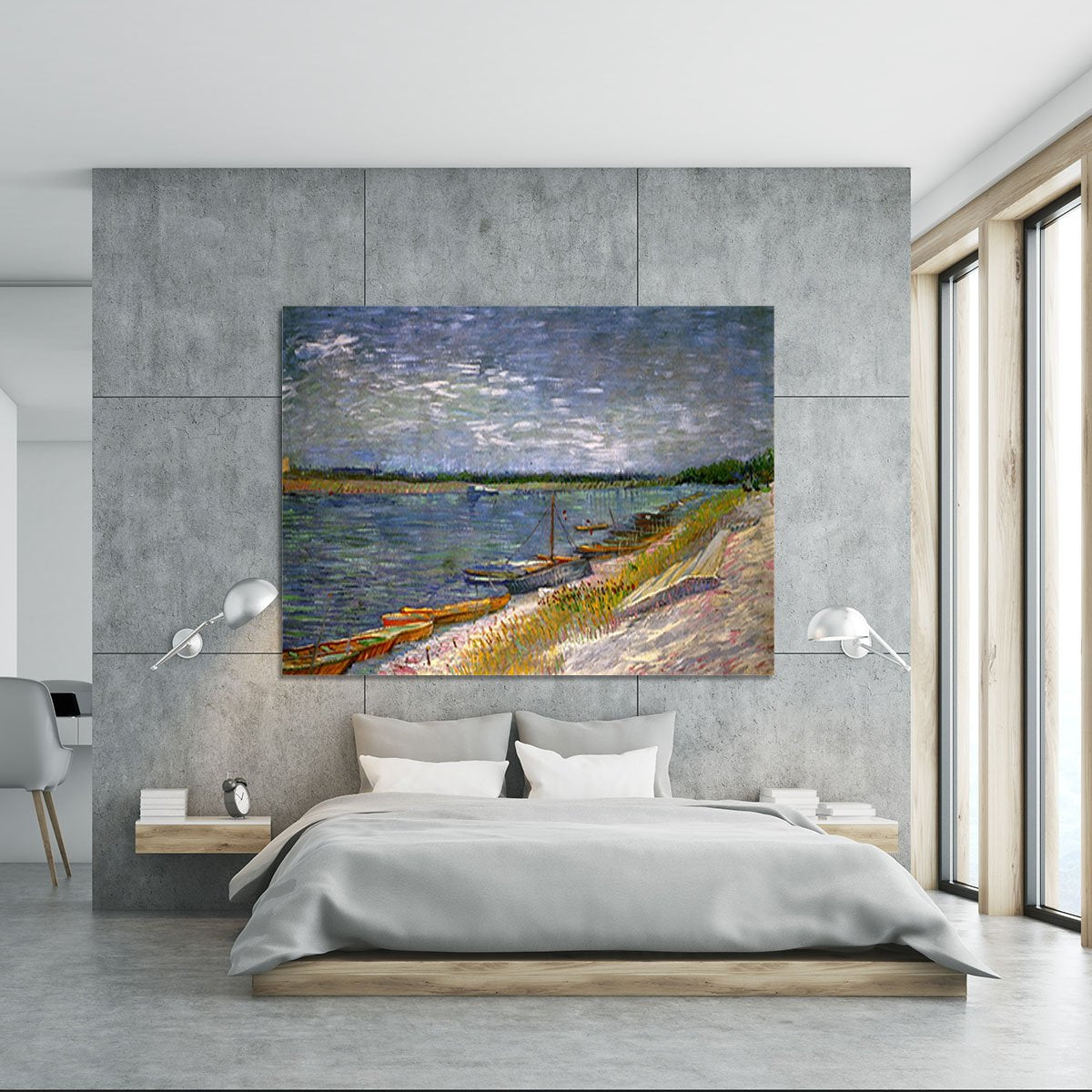 View of a River with Rowing Boats by Van Gogh Canvas Print or Poster