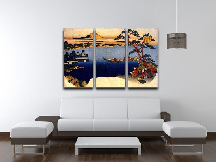 View of lake Suwa by Hokusai 3 Split Panel Canvas Print - Canvas Art Rocks - 3