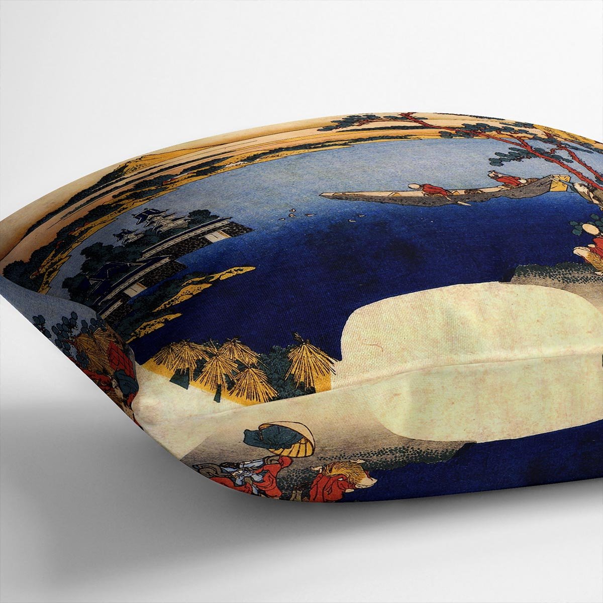 View of lake Suwa by Hokusai Throw Pillow