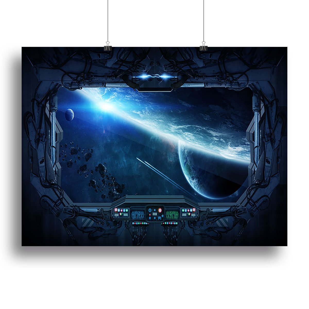 View of outer space from the window of a space station Canvas Print or Poster