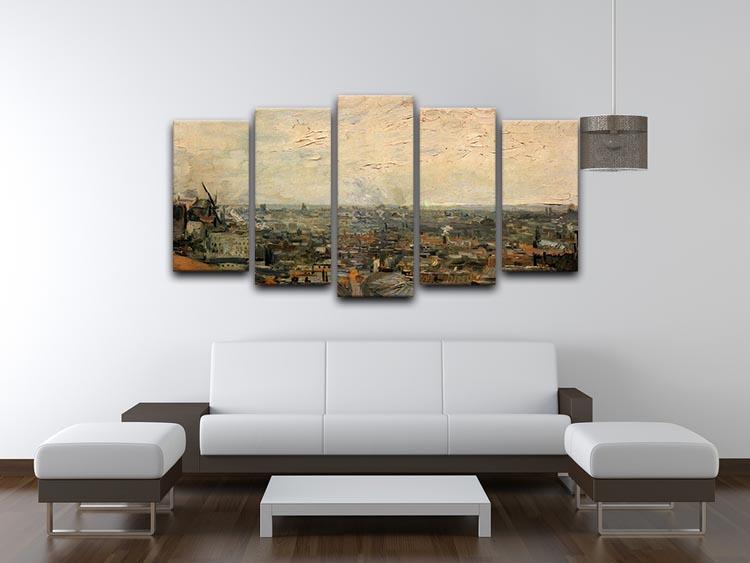 View of paris from Montmarte by Van Gogh 5 Split Panel Canvas - Canvas Art Rocks - 3