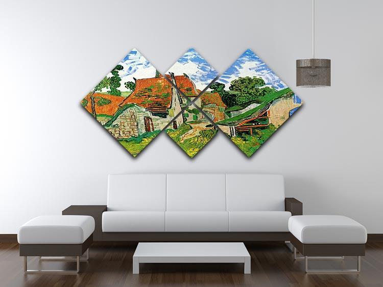 Village Street in Auvers by Van Gogh 4 Square Multi Panel Canvas - Canvas Art Rocks - 3