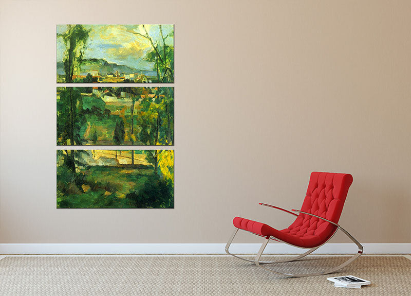 Village behind the trees Ile de France by Cezanne 3 Split Panel Canvas Print - Canvas Art Rocks - 2