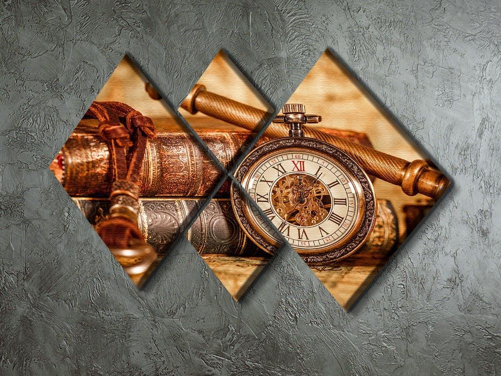 Vintage Antique pocket watch 4 Square Multi Panel Canvas  - Canvas Art Rocks - 2