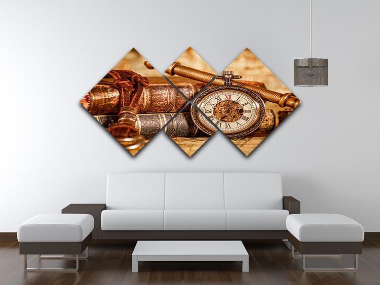 Vintage Antique pocket watch 4 Square Multi Panel Canvas  - Canvas Art Rocks - 3