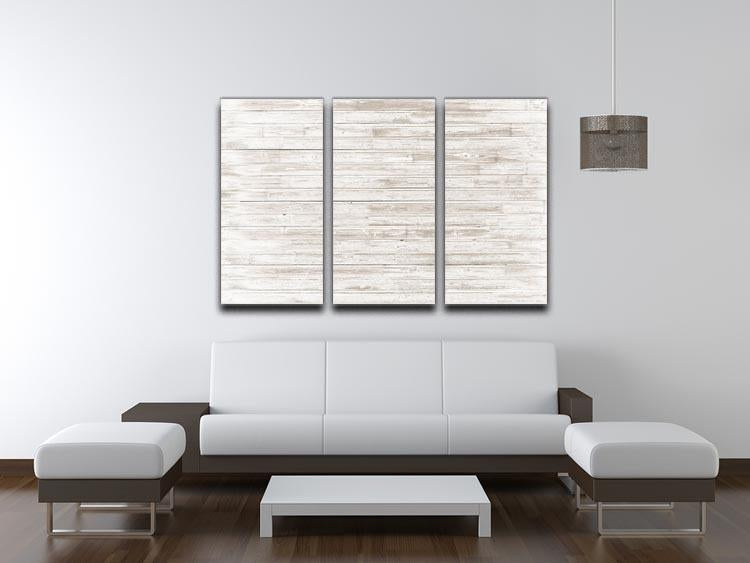 Vintage white wood 3 Split Panel Canvas Print - Canvas Art Rocks - 3